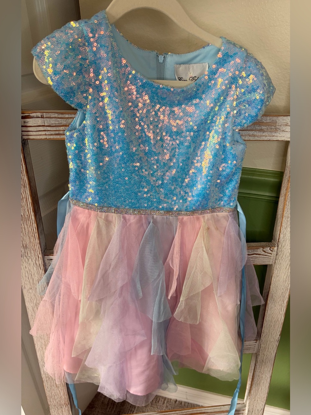 💖 Rare Editions Girls Sequin Tulle Princess Dress Size 5